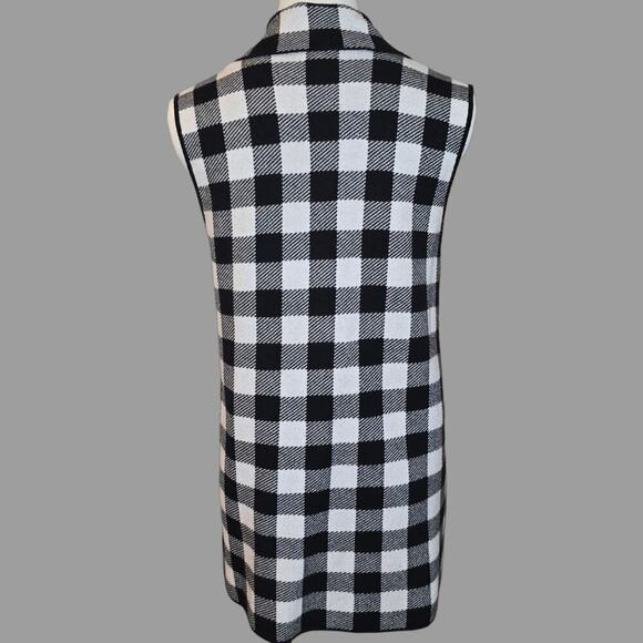 Women's Checker Plaid Open Vest Cardigan Sz. Medium - Picture 3 of 6